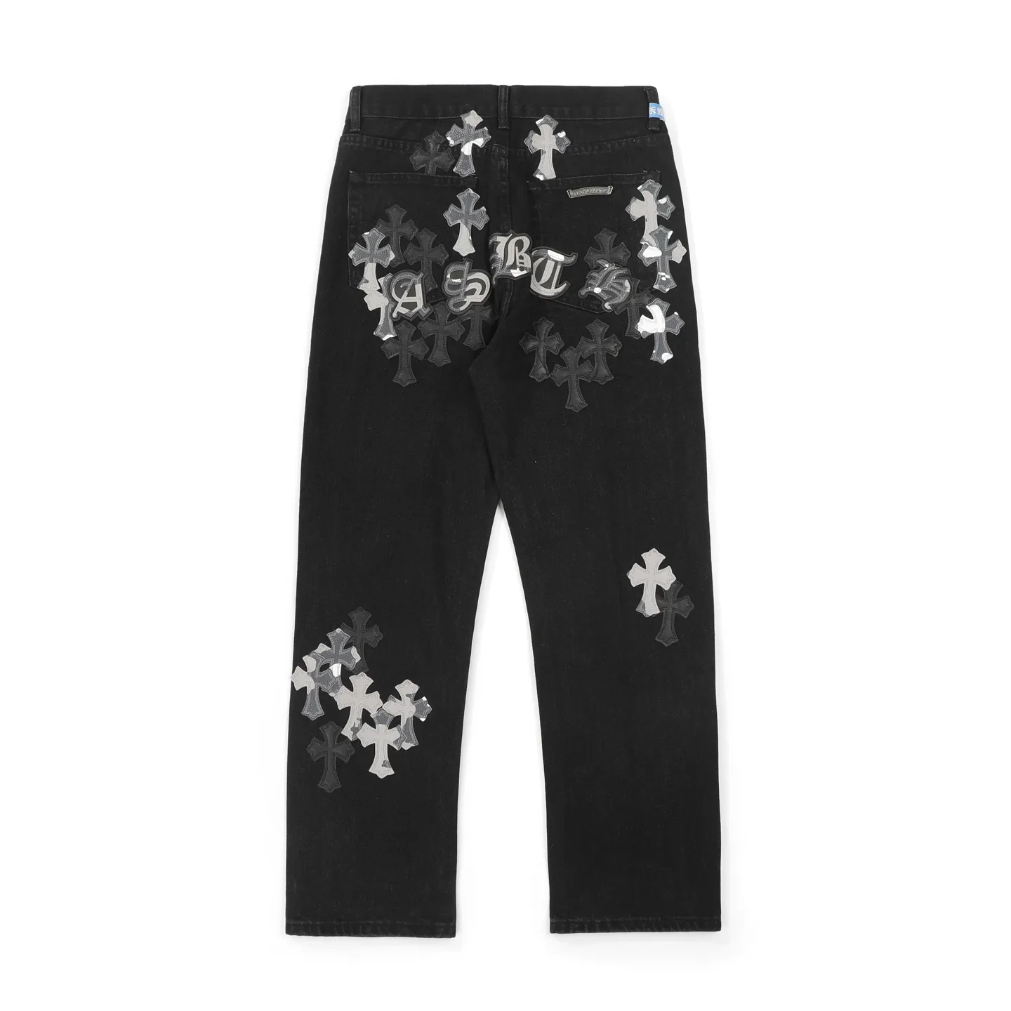 P260 Chrome Hearts Chrome Hearts Black Multi-leather Elements Full of Details Washed Jeans Authentically Restore the Ultimate Vintage Texture Three-Dimensional Fit Loose and Comfortable, Not Slimming Appearing Tall and Slim Made by a Manufacturer Original Quality Control Same Style for Men and Women Can Be Matched for Couples Versatile Recommendations Must-Have Jeans for All Seasons Fashionistas Have Been Disappointed From the Quality Selection of Fabrics, Cutting of Details, and Matching of Patterns, Everything Is Impeccable! The upper body is so handsome when worn...it can be easily worn by men, women and children! The craftsmanship is made of heavy-duty washed pure cotton denim fabric. After washing, it is soft and thick and looks very stylish when worn. Color: black Size: 28 30 32 34 36